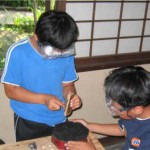 火おこし体験の様子